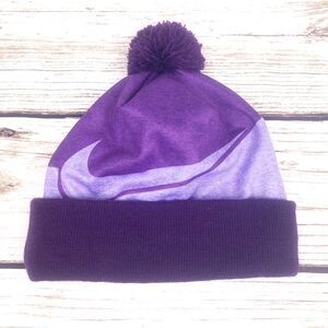 Nike Purple Beanie Hat with Pom Pom